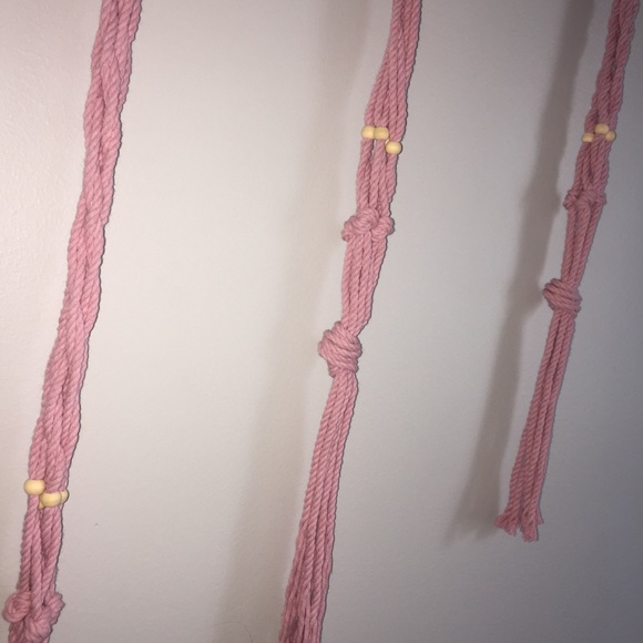 Macrame Succulent Plant Vase Wall Hanging PINK Set of THREE Self made Homemade - Picture 7 of 8
